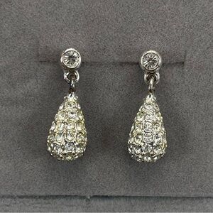 Monet 14K Gold Post White Diamond CZ Dainty Dangle Earrings Elegant Stunning